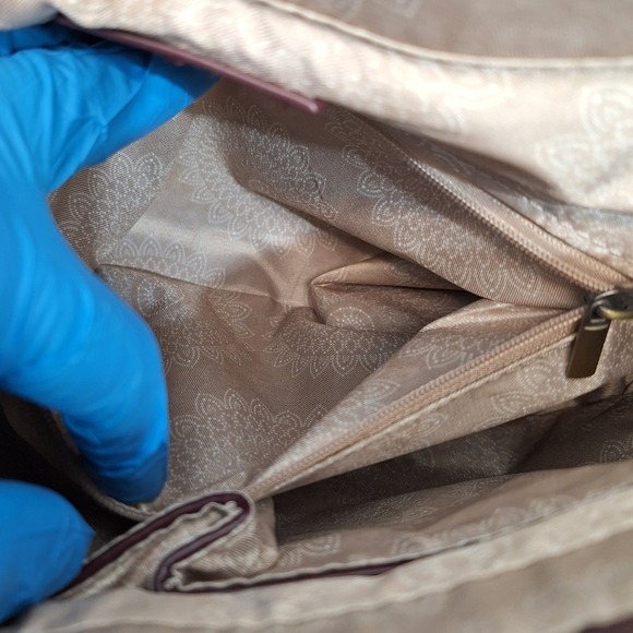 Joy Susan Burgundy Vegan Leather Crossbody Bag Faux Suede Flap Messenger Purse - Picture 6 of 15